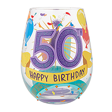 Happy 50th Birthday Stemless Wine Glass    - 51151