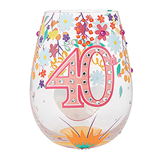 Happy 40th Birthday Stemless Wine Glass    - 51159