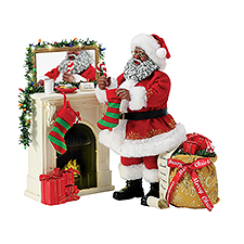 A Visit From St. Nicholas Figurine with Dark Brown Skin Tone  - 51189