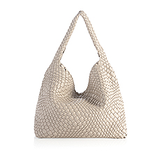 Woven Leather Hobo Bag in Stone - 51215