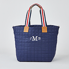 Embroidered Shiraleah Quilted Large Travel Tote in Navy  - 51220