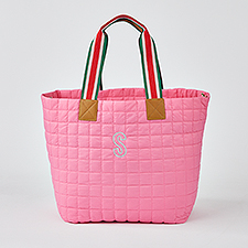 Embroidered Shiraleah Quilted Large Travel Tote in Pink - 51222