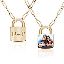 Personalized Initial & Photo Padlock Necklace - 51230D