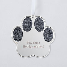 Engraved Silver Sparkling Pet Paw Ornament      - 51315