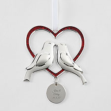 Engraved Love Birds Heart Ornament    - 51329