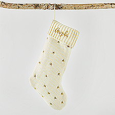 Embroidered Cream and Gold Star Stocking   - 51344