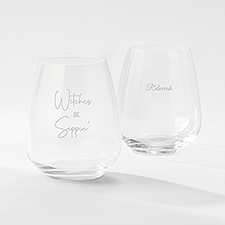 Engraved Witches Sippin' Atelier Stemless Wine Glass   - 51612