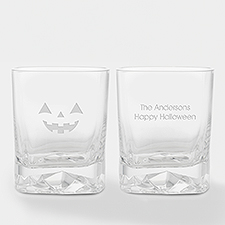 Engraved Jack-O-Lantern Whiskey Rocks Glass    - 51615