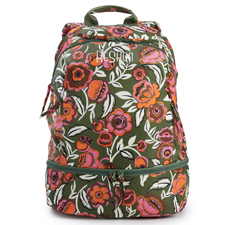 Embroidered Vera Bradley Chancery Backpack in Bubbly Flowers Green  - 52121