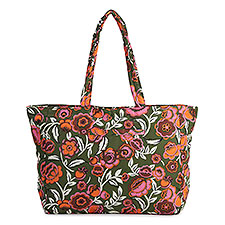 Vera Bradley Hathaway Tote in Bubbly Flowers Green     - 52122