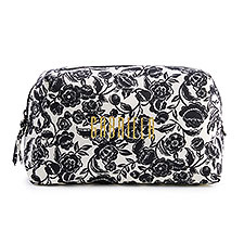 Vera Bradley Large Cosmetic Bag in Bubbly Flowers Black  - 52129