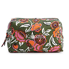 Vera Bradley Large Cosmetic Bag in Bubbly Flowers Green     - 52130