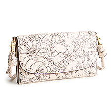 Vera Bradley Leather Crossbody Wallet in Bloom Cottage Cream   - 52192