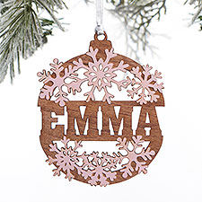 Kittenish Engraved Wood Snowflake Ornament  - 52236