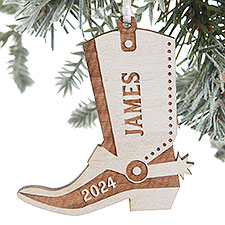 Engraved Wood Cowgirl Boot Ornament for Kittenish by Jessie James Decker   - 52249