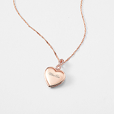 Kittenish Engraved Rose Gold Infinity Bail Heart Locket    - 52313