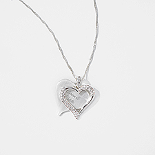 Kittenish Engraved Silver Brushed Heart Swing Necklace  - 52316