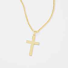 Kittenish Engraved Gold Over Sterling Silver Cross Necklace    - 52317