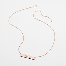 Kittenish Engraved Rose Gold Bar Necklace   - 52332