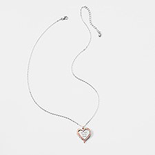 Kittenish Engraved Sterling Silver/Rose Gold Mom Heart Swing Necklace  - 52599