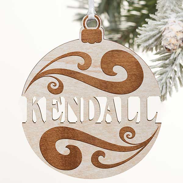 Personalized Red Wood Name Ornament - 11087