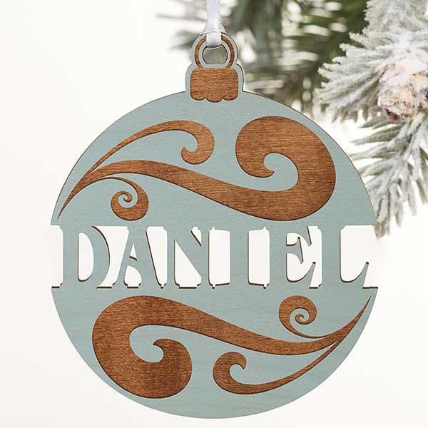 Personalized Red Wood Name Ornament - 11087