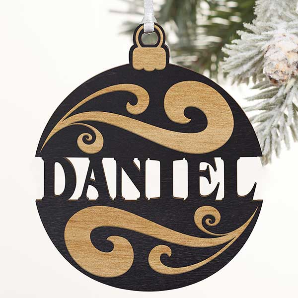 Personalized Red Wood Name Ornament - 11087