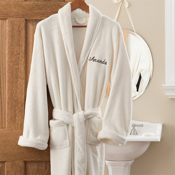 Personalized Fleece Bathrobes - Ivory - 12138