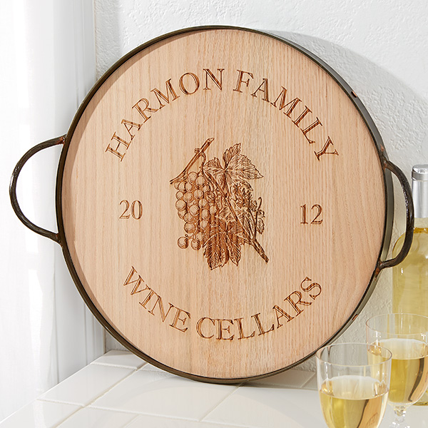 Personalized Maple Leaf Oak Serving Tray - 14936D