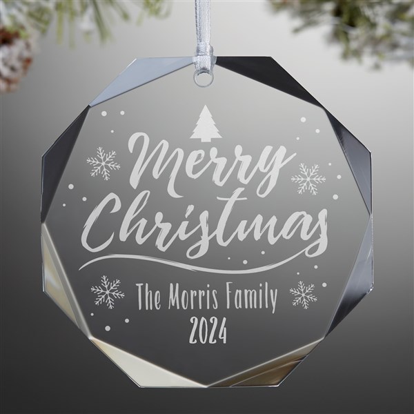 Engraved Octagon Premium Christmas Ornament - Merry Christmas - 17978