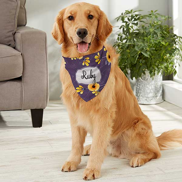 Personalized Floral Dog Bandana - 19043