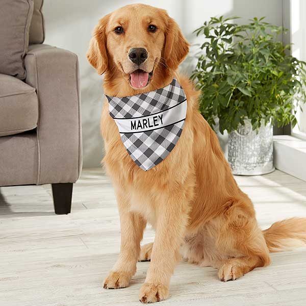 Plaid Personalized Dog Bandanas - 19046