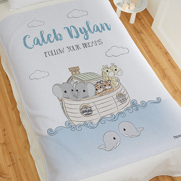 Precious Moments Noah's Ark Personalized Baby Boy Blankets - 22685