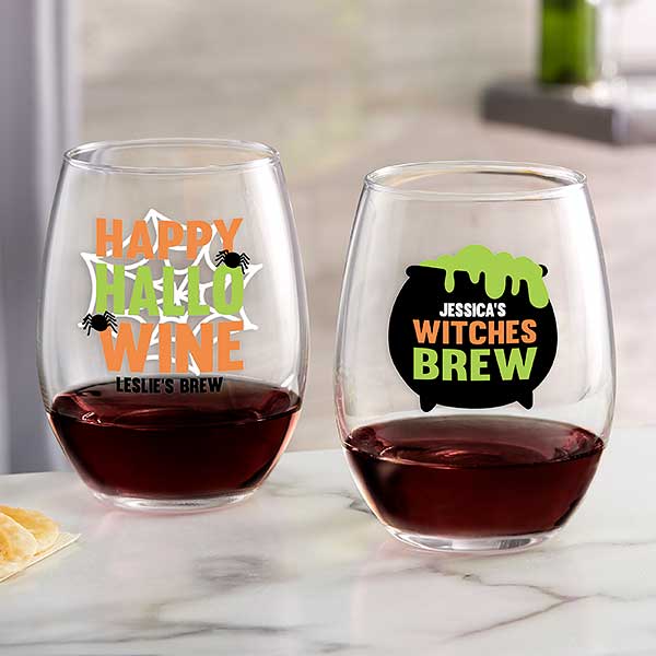 Personalized Halloween Wine Glasses - Let's Get Smashed - 24172