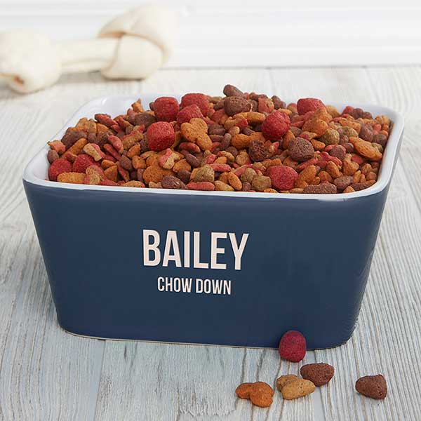 Personalized Square Ceramic Dog Bowls - 25033