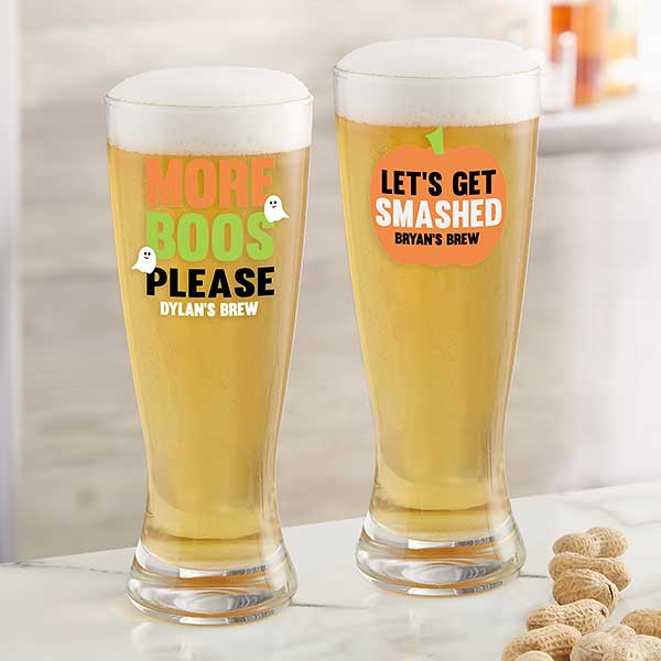 Personalized Halloween Beer Glasses - Let's Get Smashed - 25063