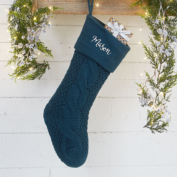 Personalized Modern Cable Knit Christmas Stockings - 25774