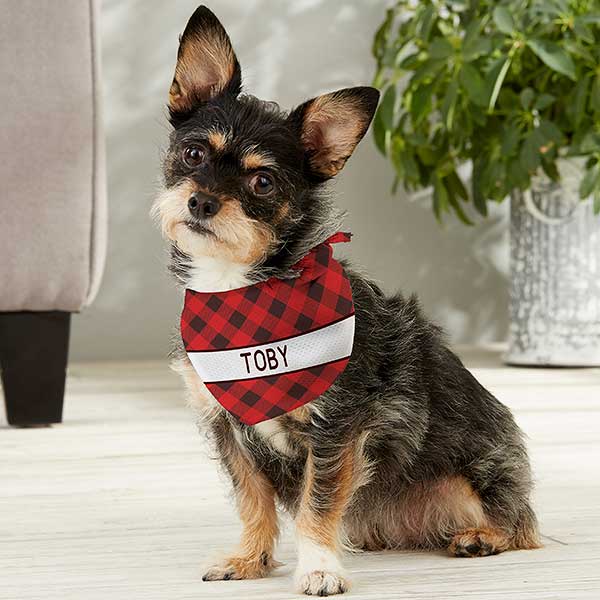 Holiday Plaid Personalized Christmas Dog Bandanas - 27842