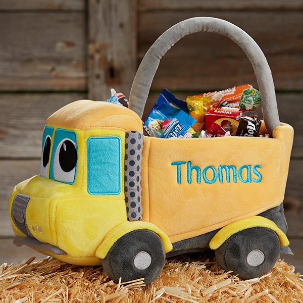 Construction Truck Personalized Plush Halloween Treat Bag - 29012