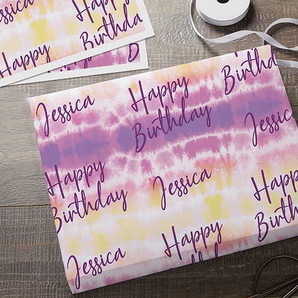 Pastel Tie Dye Personalized Wrapping Paper - 31560