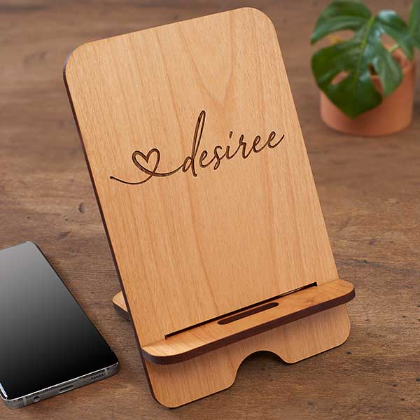 Heart Name Personalized Wooden Phone Stand - 31606