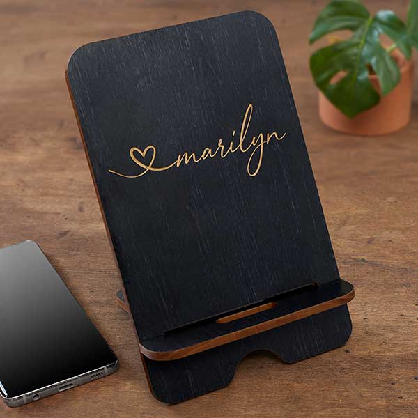 Heart Name Personalized Wooden Phone Stand - 31606