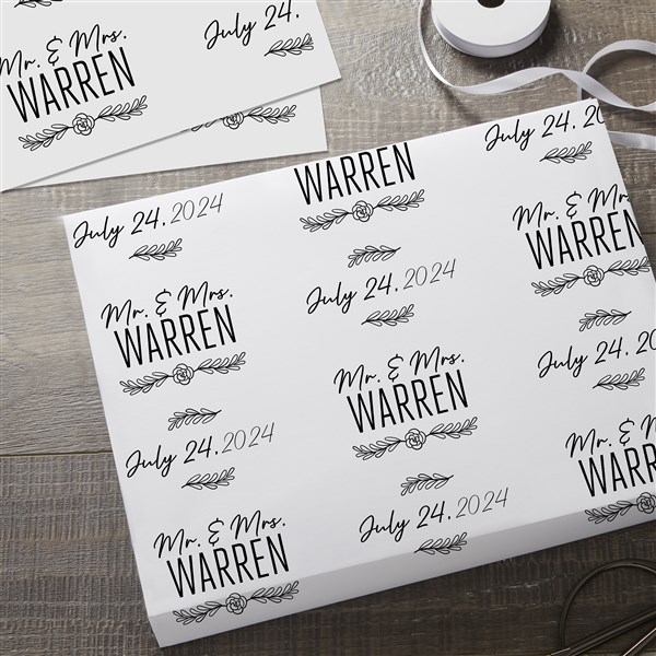 Sketched Laurel Wedding Personalized Wrapping Paper - 31793