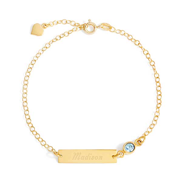 Engraved Bezel Set Birthstone Name Bracelet - 31859D