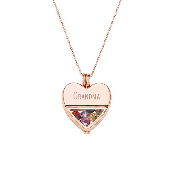 Engraved Glass Heart Birthstone Locket - 31860D