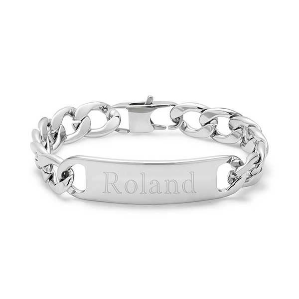 Engraved Men's Stainless Steel Curb Link ID Bracelet - 31863D