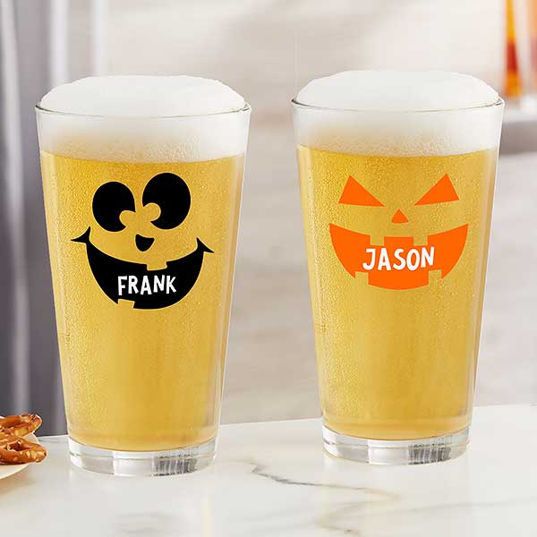 Jack-o'-Lantern Personalized Halloween Beer Glasses - 32124