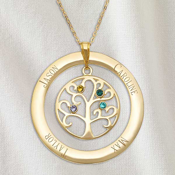 Family Tree Personalized Birthstone Necklaces - 32868D