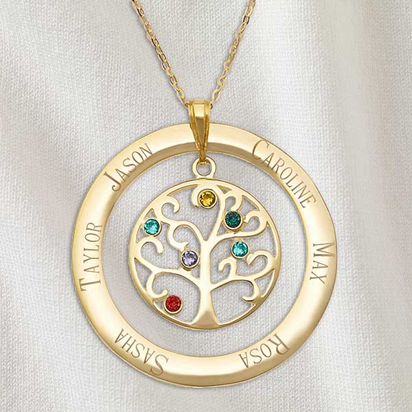 Family Tree Personalized Birthstone Necklaces - 32868D