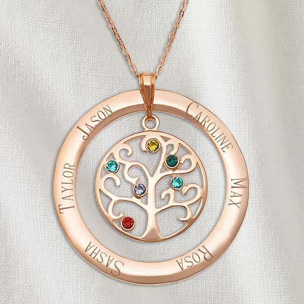 Family Tree Personalized Birthstone Necklaces - 32868D